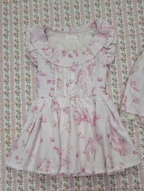 LIZ LISA 🎀 Pink Floral Bow Ruffle Lace Top